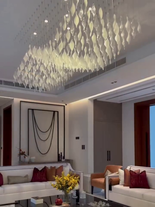 Modern Floating Twisted Glass Leaves Chandelier for Living Room