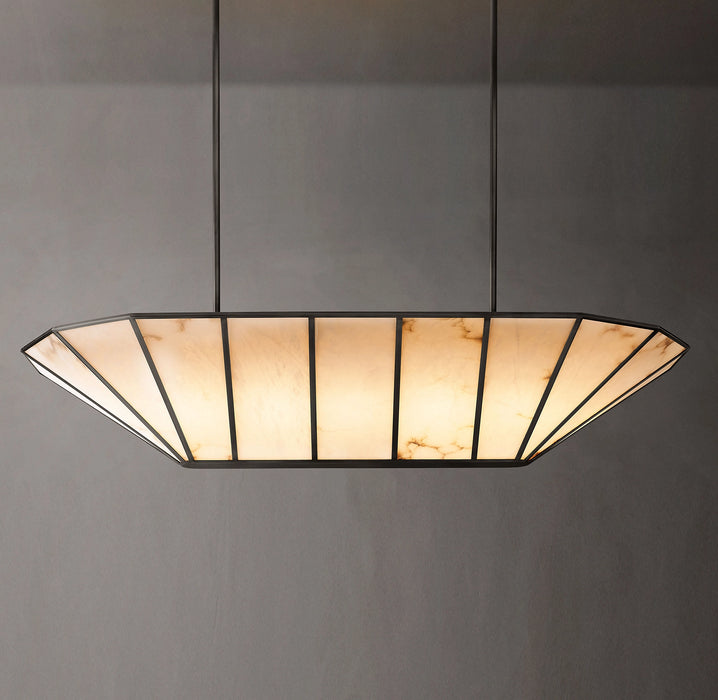 Modern Linear Alabaster Chandelier for Dining Room
