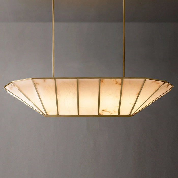 Modern Linear Alabaster Chandelier for Dining Room