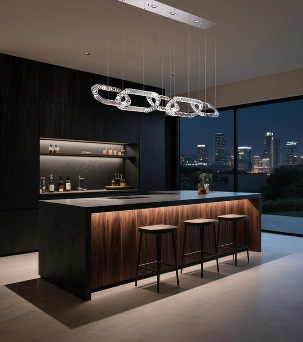 Modern Luxury Crystal Chain Cluster Chandelier for High Ceiling/Dining Room