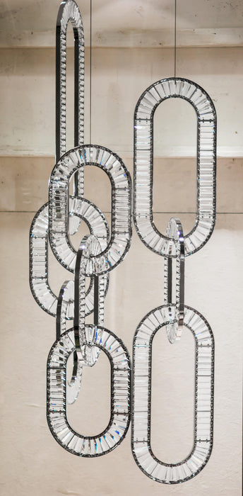 Modern Luxury Crystal Chain Cluster Chandelier for High Ceiling/Dining Room