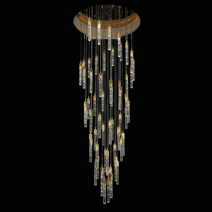 Modern Spiral Cylindrical Bubble Crystal Chandelier for High Ceiling