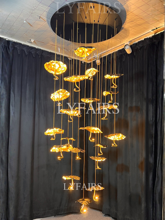 Nordic Art Lotus Leaves Shape Pendant Chandelier for Dining Room/Stairs/Foyer