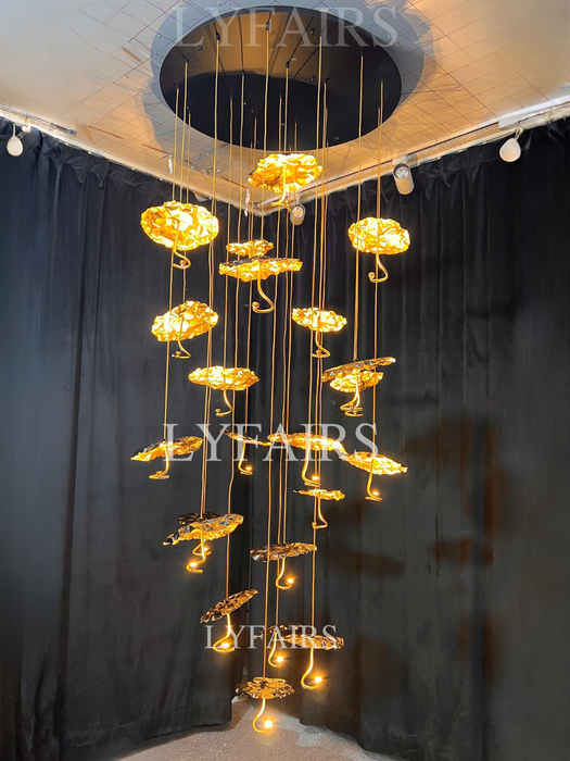 Nordic Art Lotus Leaves Shape Pendant Chandelier for Dining Room/Stairs/Foyer