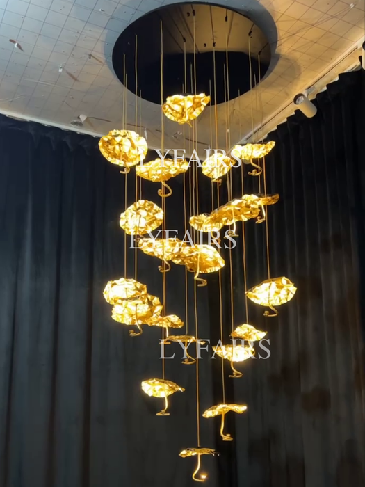 Nordic Art Lotus Leaves Shape Pendant Chandelier for Dining Room/Stairs/Foyer