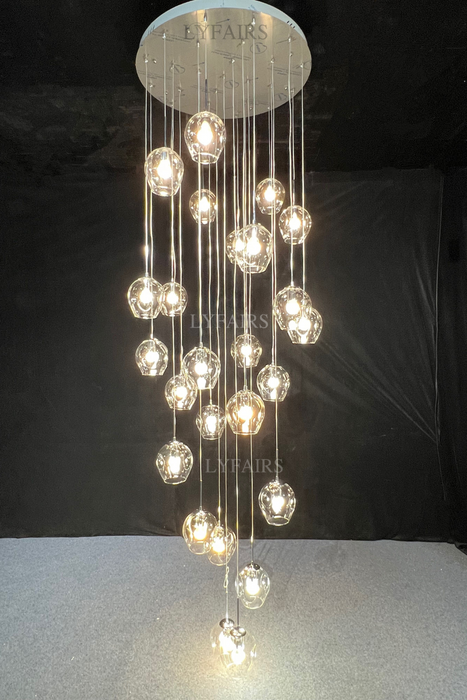 Lámpara de araña de cristal en espiral larga de diseñador nórdico, accesorio de iluminación decorativo de lujo moderno para escalera/pasillo