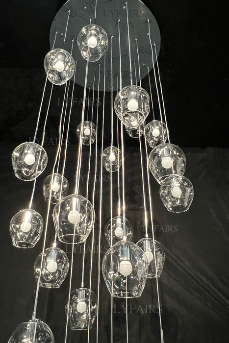 Lámpara de araña de cristal en espiral larga de diseñador nórdico, accesorio de iluminación decorativo de lujo moderno para escalera/pasillo