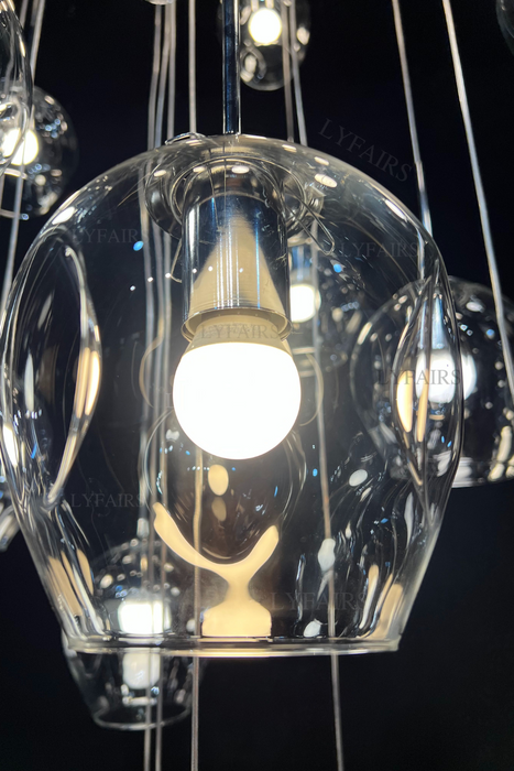 Lámpara de araña de cristal en espiral larga de diseñador nórdico, accesorio de iluminación decorativo de lujo moderno para escalera/pasillo