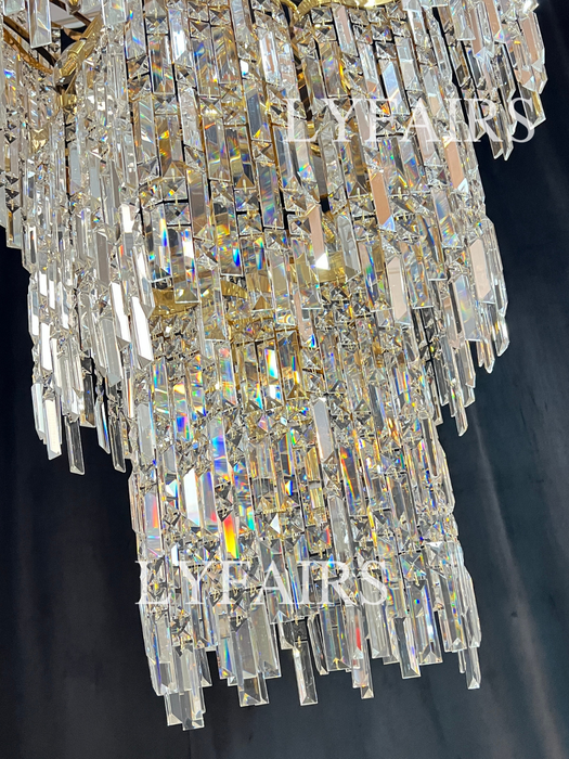 Oversized European Multi-layers Golden Luxury Crystal Chandelier Villa/High-ceiling/Foyer