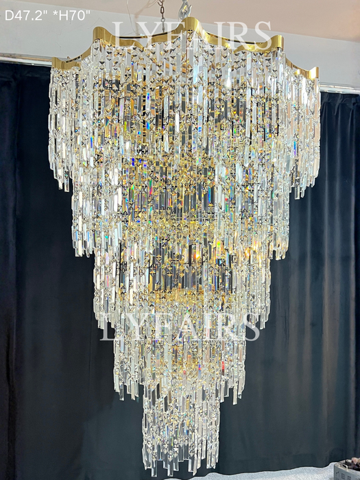 Oversized European Multi-layers Golden Luxury Crystal Chandelier Villa/High-ceiling/Foyer