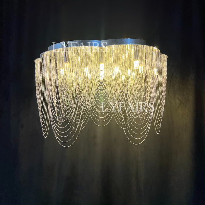 Lampadario a sospensione a più livelli in acciaio inossidabile con fiori di arte postmoderna per soggiorno/sala da pranzo/camera da letto