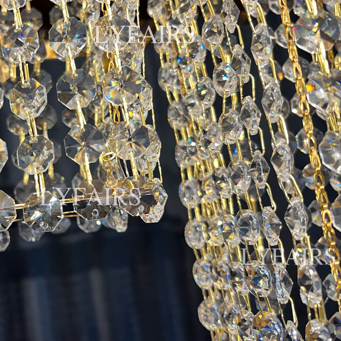 Lampadario a sospensione in cristallo rettangolare di lusso post-moderno per sala da pranzo/soggiorno/isola cucina