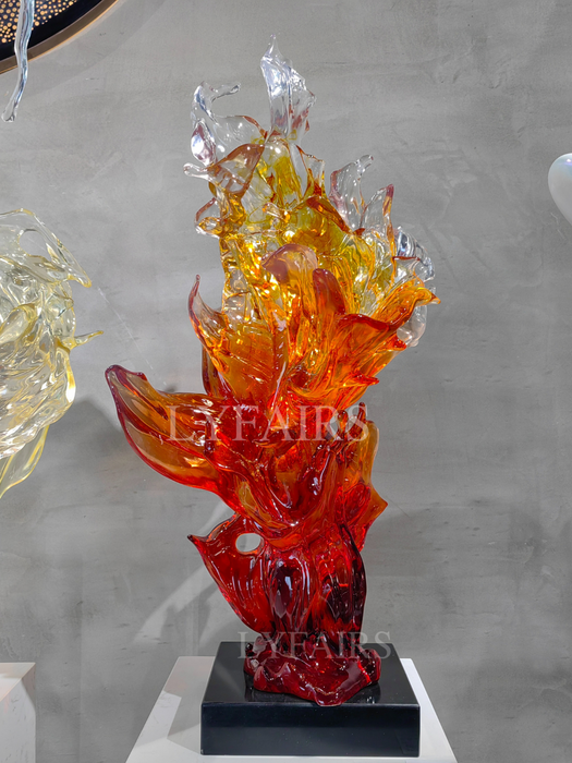 Rising Flame Abstract Resin Sculpture