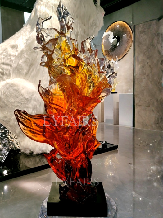 Rising Flame Abstract Resin Sculpture