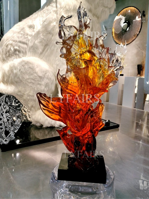 Rising Flame Abstract Resin Sculpture
