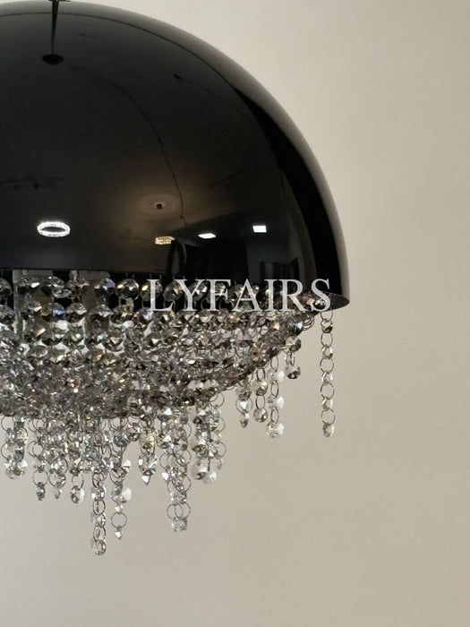 White/ Black Stainless Steel Lamp Shade Pendant Light Decorative Crystal Chandelier For Living/ Dining Room
