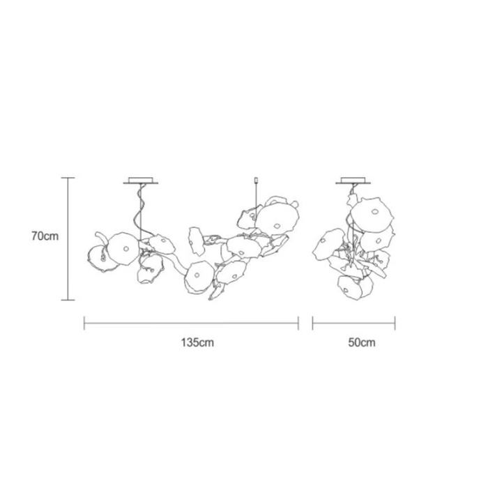 Flush Mount Mushroom Glass Chandelier for High Ceiling