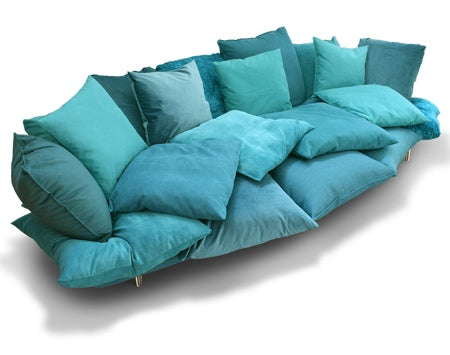Turquoise/White/Black Comfy Sofa