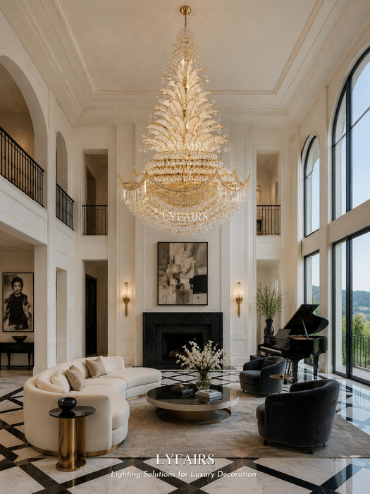 Golden Era Royal Grand Palm Tree Design Crystal Chandelier