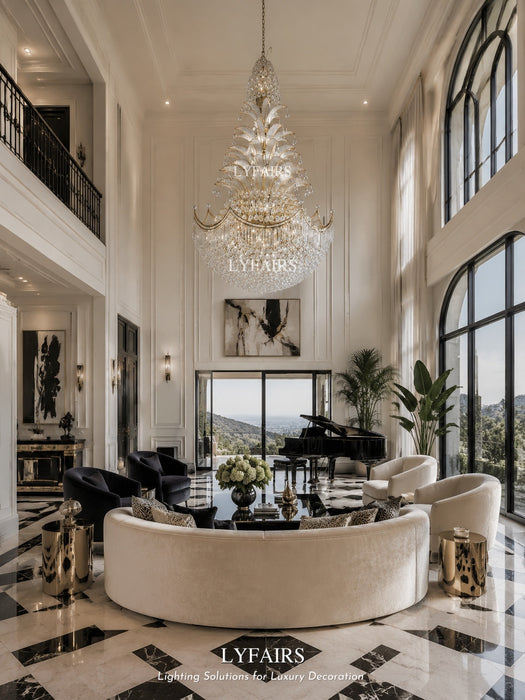 Golden Era Royal Grand Palm Tree Design Crystal Chandelier