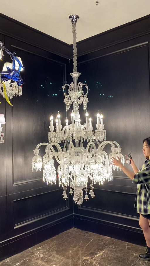 Luxury Royal Large White Multi-layers Candle Crystal Chandelier  For Living Room/Hall Decoration