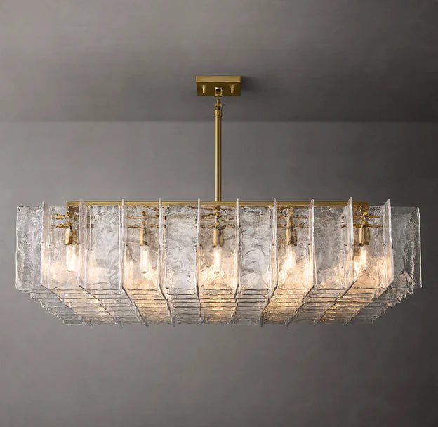 Creative Design 9/16/25-Light Square Hand-hammered Glass Chandelier in Brass Finish