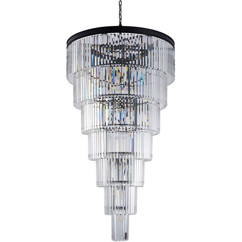 Lámpara de araña de cristal de lujo extra grande de 7 niveles en color con acabado negro/café/oro/cromo