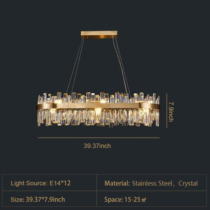 Lámpara de techo moderna de lujo con anillo redondo de cristal para sala de estar y comedor