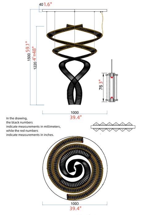 Luxury Large Spiral Crystal Chandelier for Hotel Entrance/Foyer/Staircase