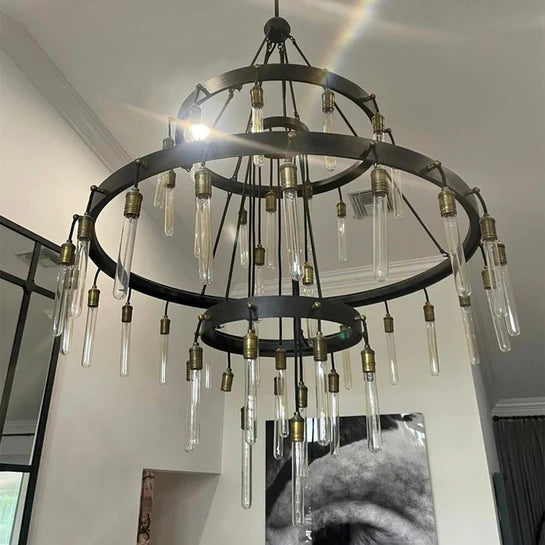 Lámpara colgante de metal de inspiración retro para sala de estar/dormitorio/escalera/villa