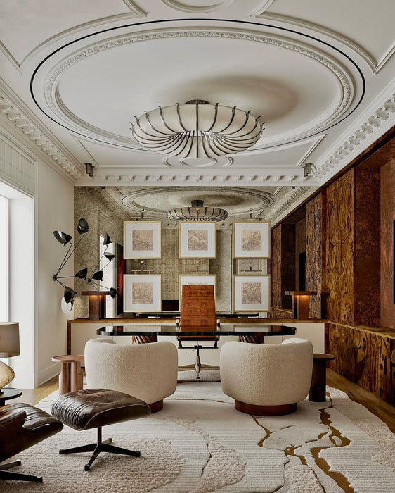 Vintage Round Fabric Ceiling Light for Living Room/Bedroom/Dining Room