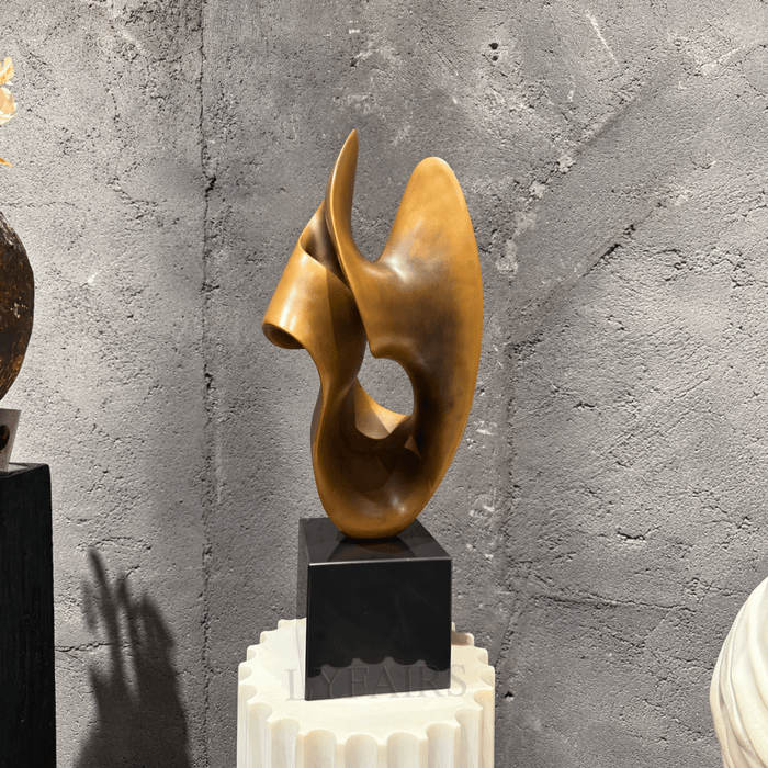 Sweeping Curvilinear Abstract Bronze-Tone Sculpture