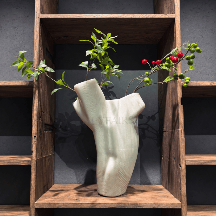 Abstract Linear Grooved Forked Sculptural Vessel