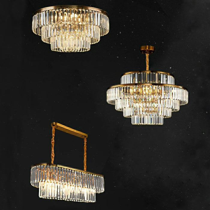 2022 New Style Round Crystal Chandelier Modern Gold Ceiling Light Fixture For Living/ Bedroom
