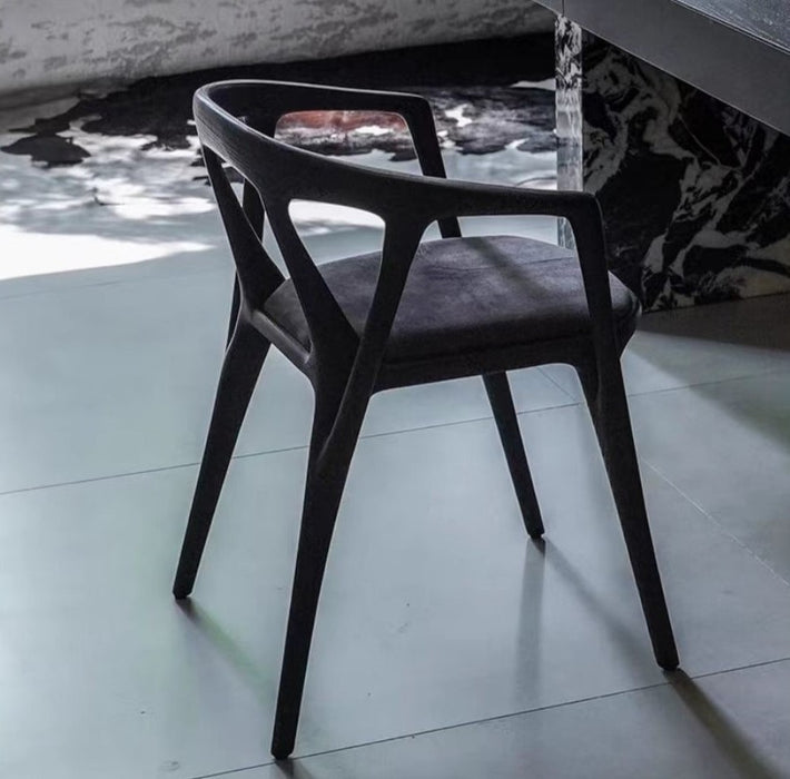 Luxury Wood Dining Chair in Black Finish Color