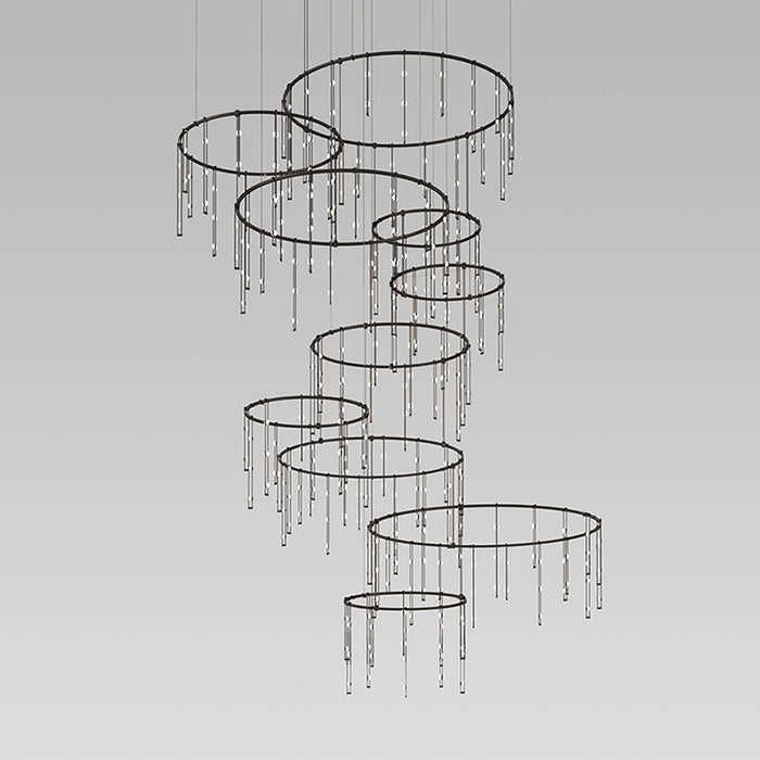 Lámpara LED vertical con anillos multicapa de diseño de arte moderno