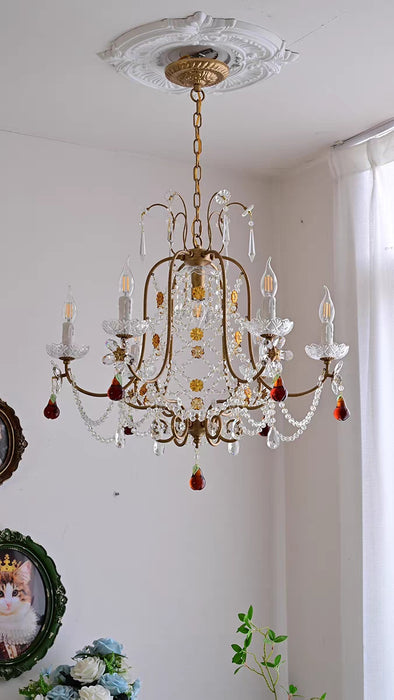 Splendore maestoso: lampadario a soffitto in cristallo antico francese decorato