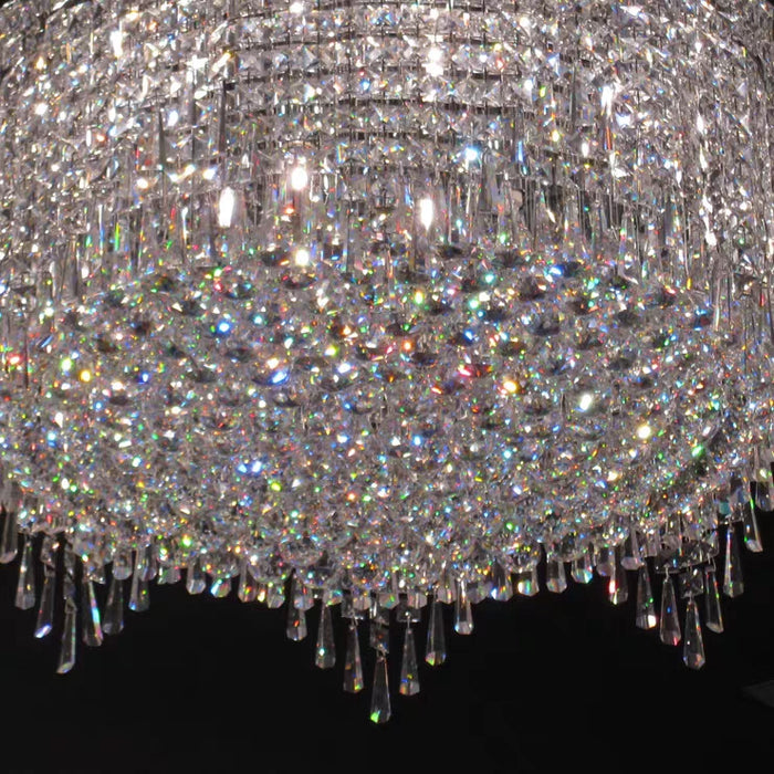 Minimalist Light Luxury Flush Mount Round Crystal Chandelier