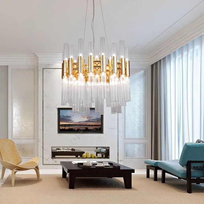 Lámpara colgante de cristal exquisita con iluminación de lujo para el minimalismo moderno