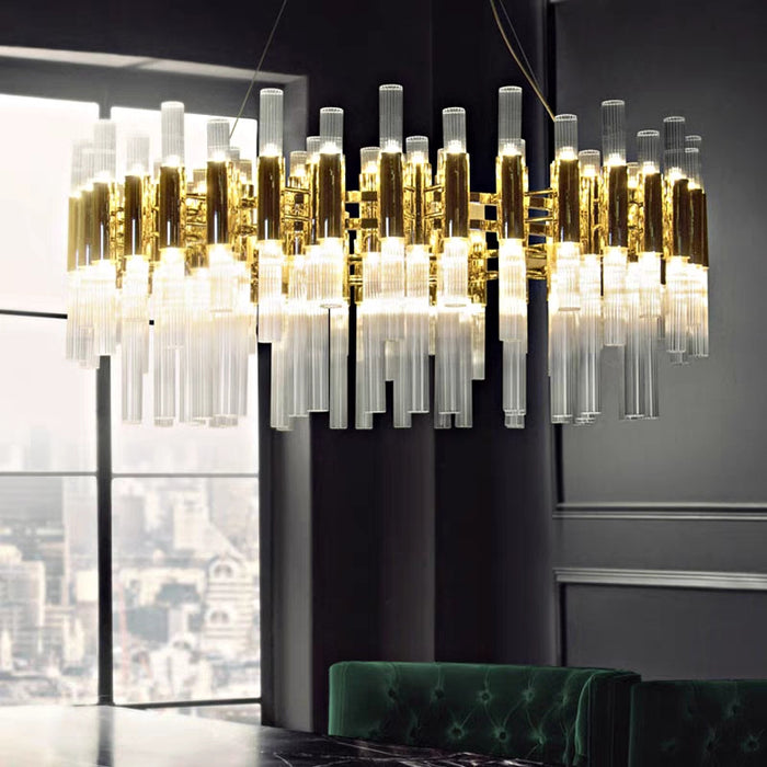 Lámpara colgante de cristal exquisita con iluminación de lujo para el minimalismo moderno