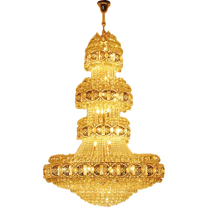 Oversized Luxury Multi-layers Gold Crystal Chandelier For High-ceiling Living Room/Foyer