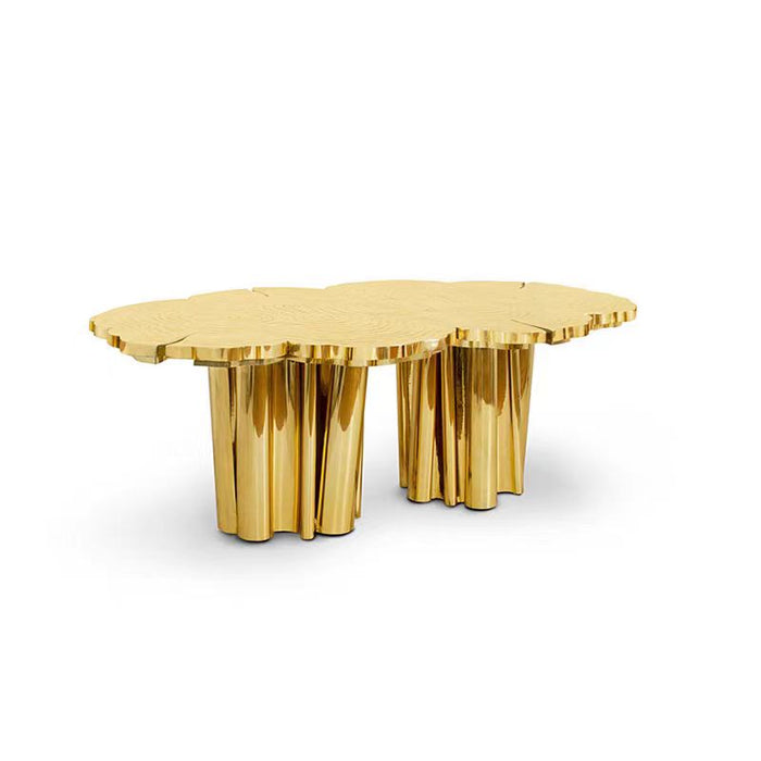 Mesa de comedor de lujo de acero inoxidable estilo italiano con acabado en color dorado/plateado/cobre