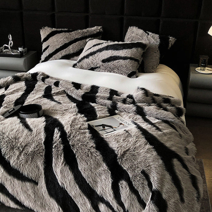 Manta mullida con estampado de cebra para cama/sofá 