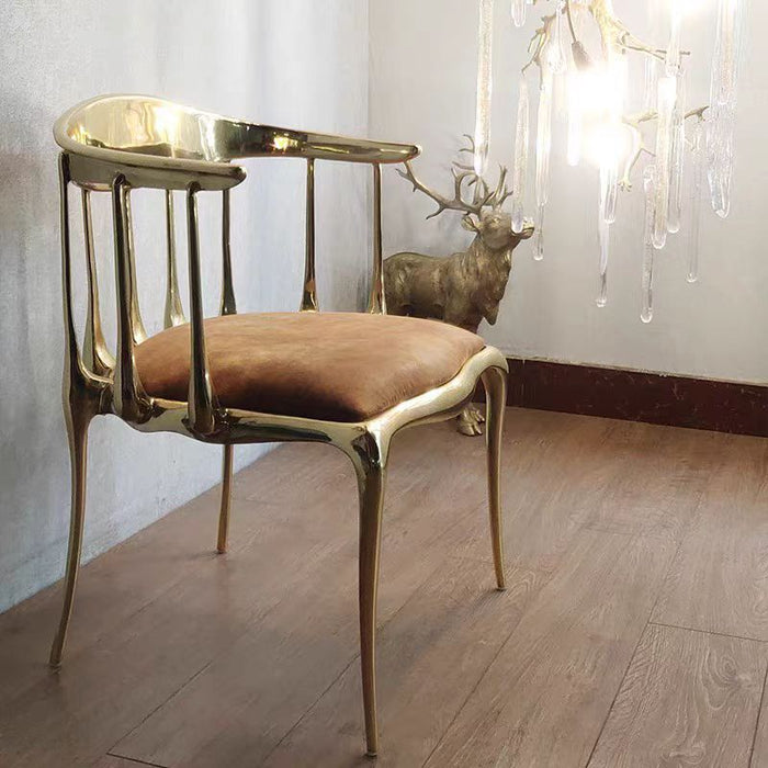 Italian Style Velvet Dining Chair in Pure Copper