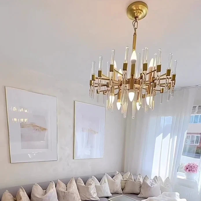 Modern Style Crystal Chandelier in Gold Finish