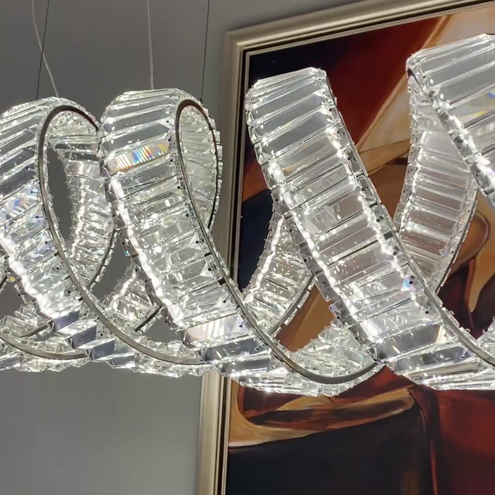 Luxury Linear Spiral Crystal Chandelier for Dining Room/Kitchen Island