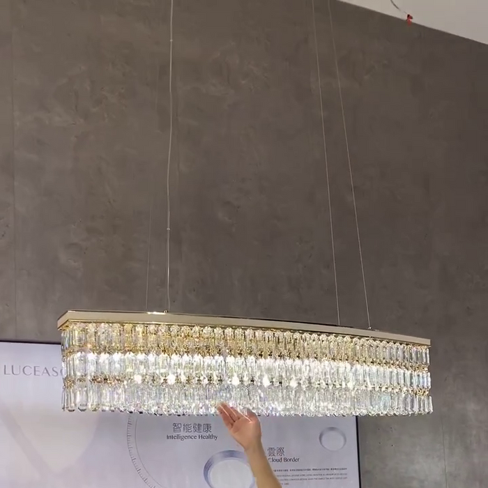 Lámpara de araña de cristal rectangular de lujo para comedor/isla de cocina