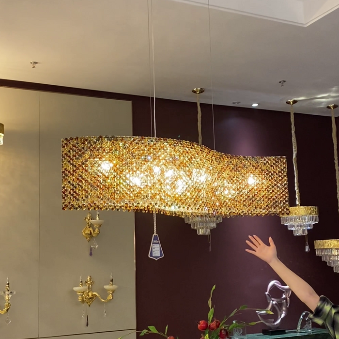 Lampadario di cristallo rotondo/ondulato di lusso moderno italiano leggero decorativo per soggiorno/sala da pranzo