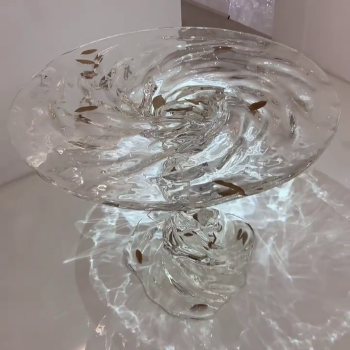 Mesa de centro ondulada de resina acrílica transparente