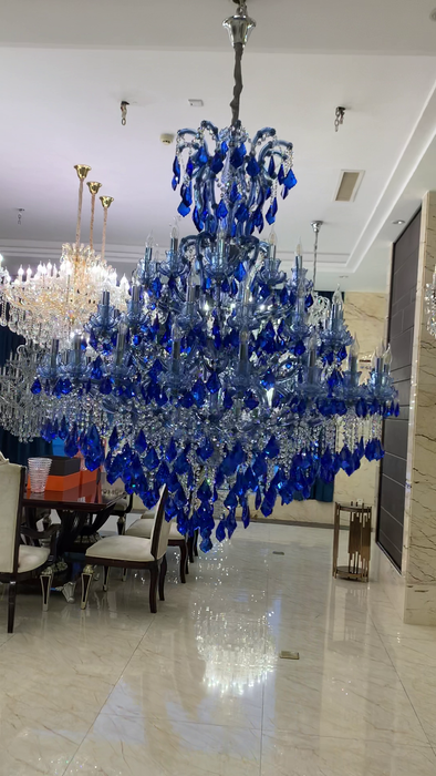 Nuovo lampadario unico classico blu oceano per scale/foyer/ingresso